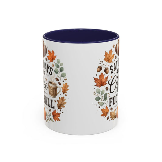 Saturdays Are for Coffee & Football Accent Mug | Fall Coffee Mug | Game Day Ceramic Mug | Football Lover Gift | 11oz & 15oz