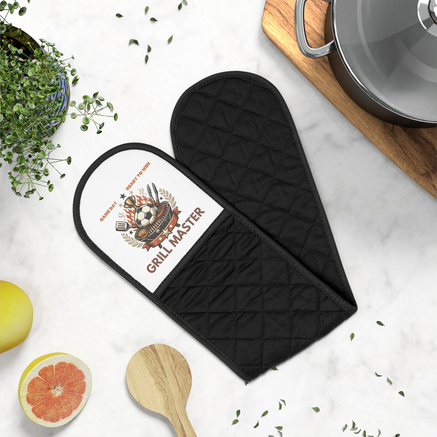 Grill Master Double Oven Mitt | Heat Resistant BBQ Kitchen Oven Glove | Quilted Cooking Pot Holder for Baking & Grilling🔥 Protect Your Hands While You Grill and Bake  Cook with confidence using the...