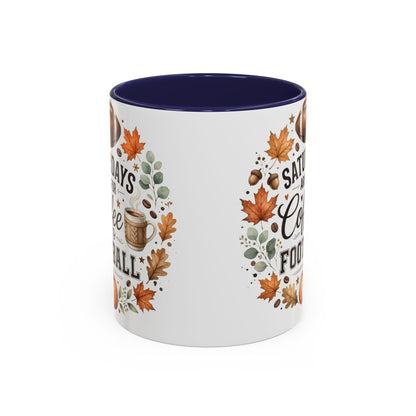 Saturdays Are for Coffee & Football Accent Mug | Fall Coffee Mug | Game Day Ceramic Mug | Football Lover Gift | 11oz & 15oz