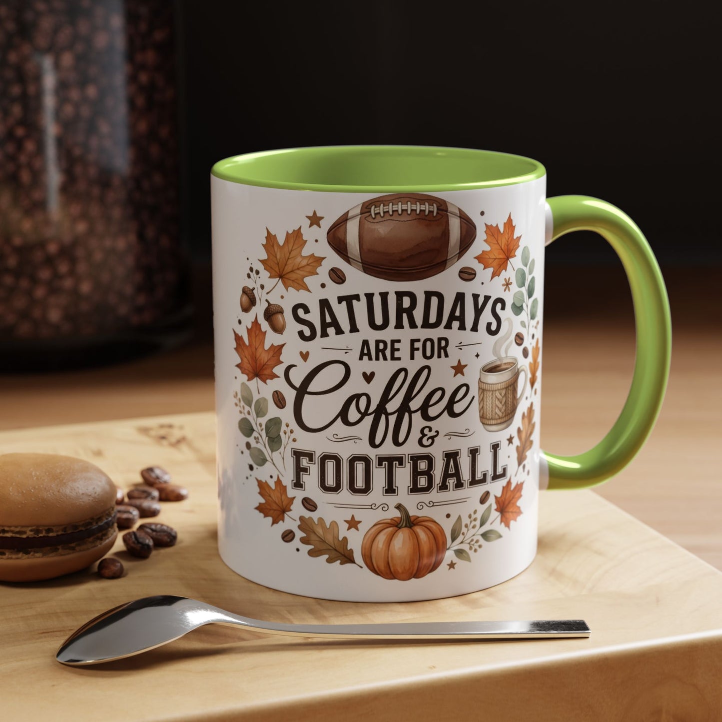 Saturdays Are for Coffee & Football Accent Mug | Fall Coffee Mug | Game Day Ceramic Mug | Football Lover Gift | 11oz & 15oz