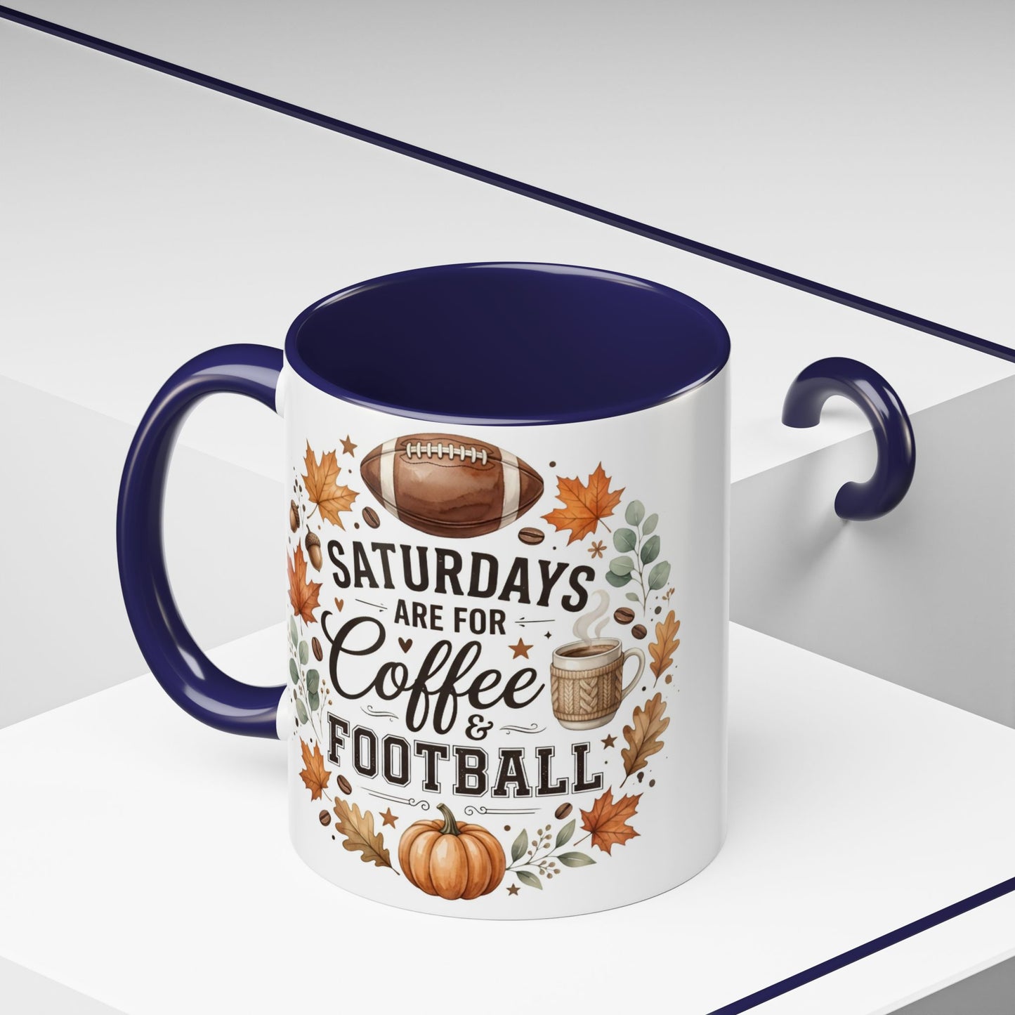Saturdays Are for Coffee & Football Accent Mug | Fall Coffee Mug | Game Day Ceramic Mug | Football Lover Gift | 11oz & 15oz