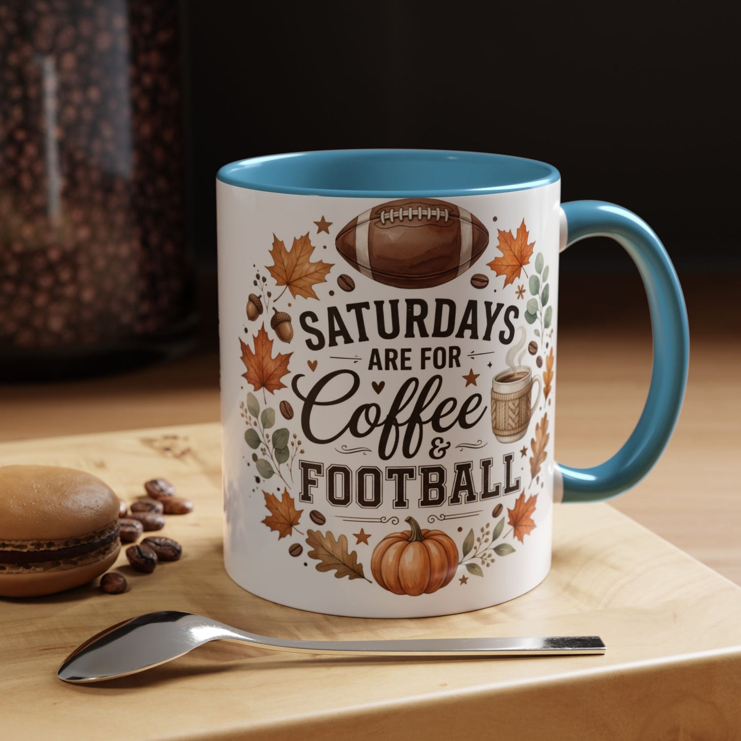 Saturdays Are for Coffee & Football Accent Mug | Fall Coffee Mug | Game Day Ceramic Mug | Football Lover Gift | 11oz & 15oz
