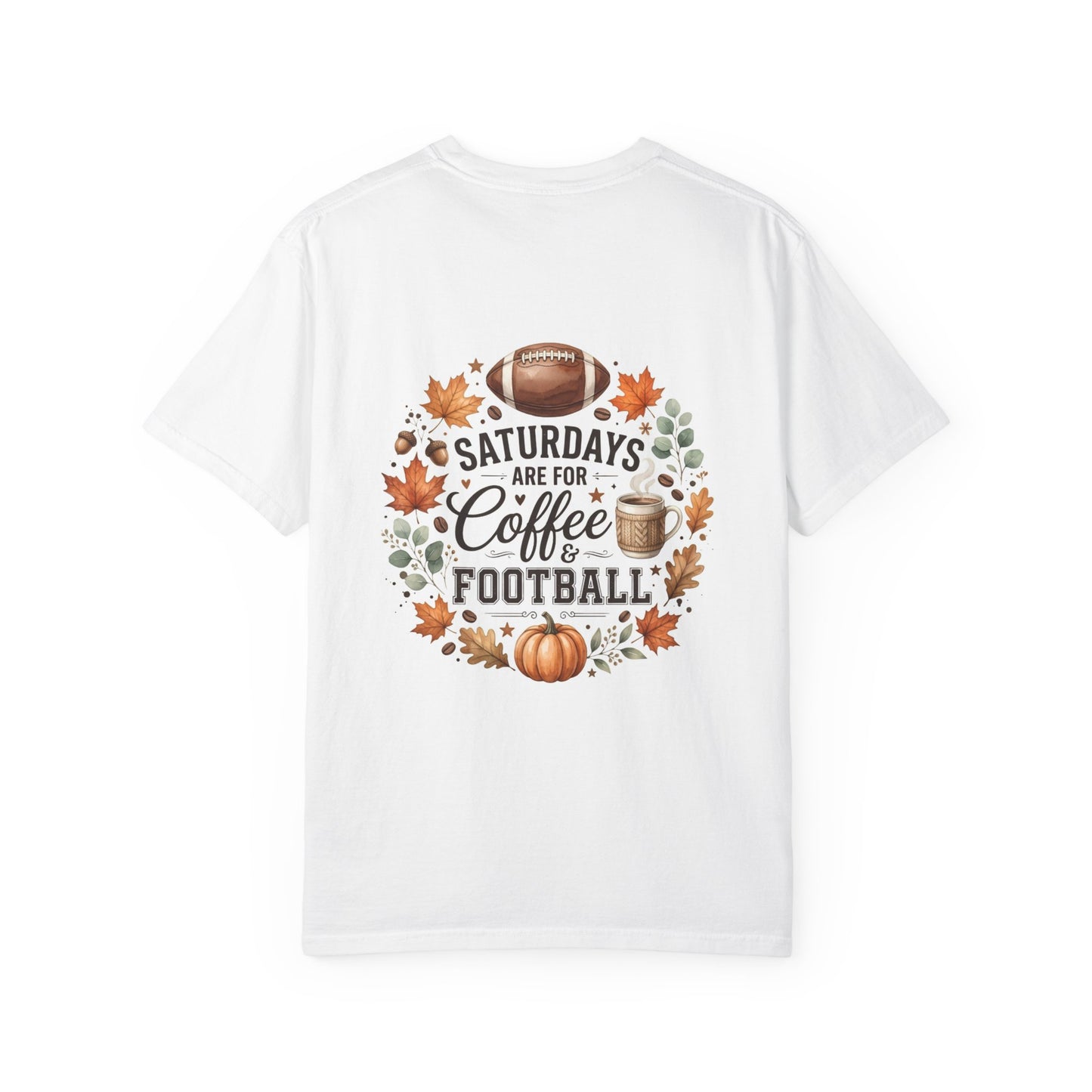 Saturday Football & Coffee T-Shirt — Fall Pumpkin Game Day Tee