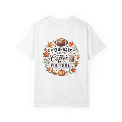 Saturday Football & Coffee T-Shirt — Fall Pumpkin Game Day Tee