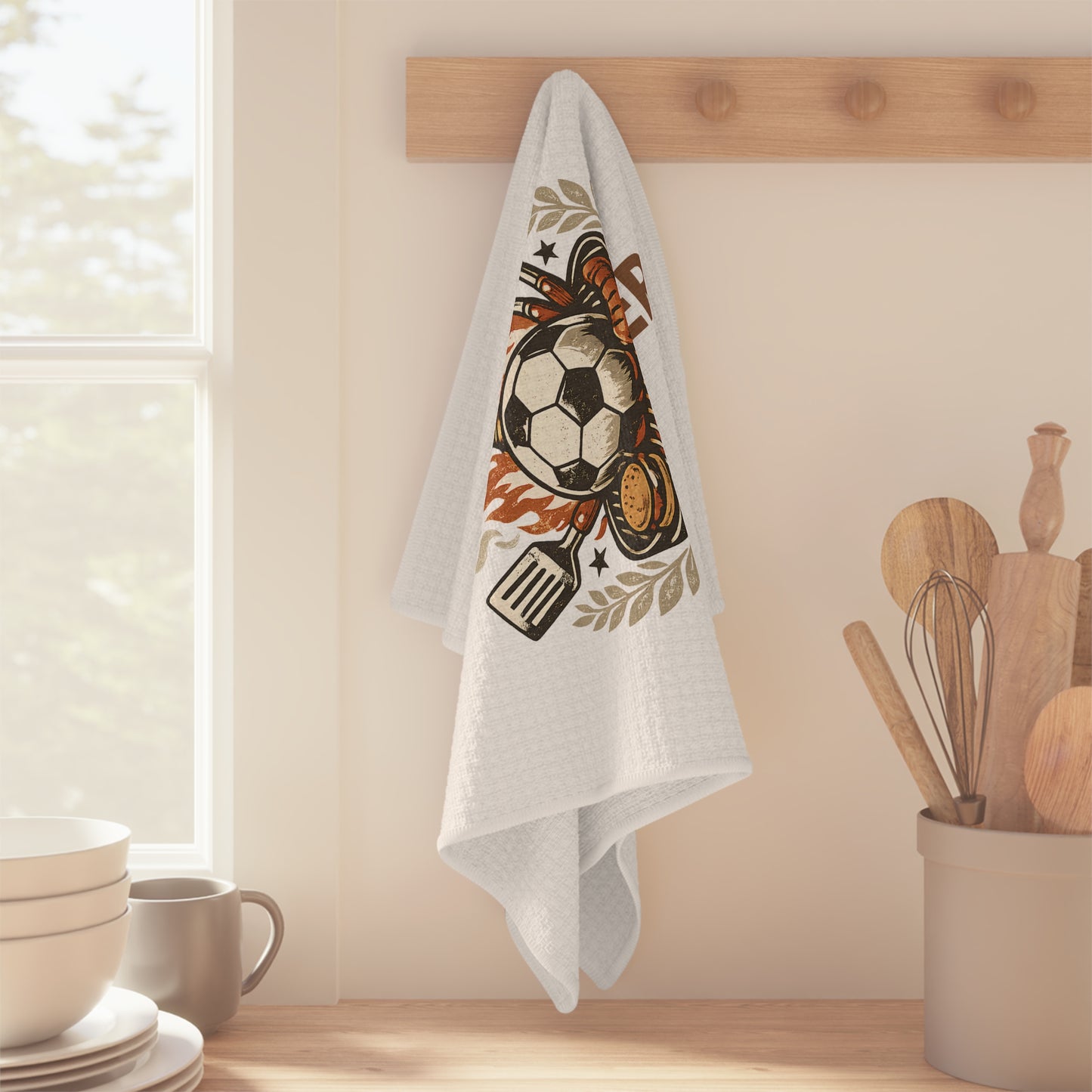 Grill Master Soccer Microfiber Tea Towel | Funny Game Day Kitchen Towel for BBQ Fans | Fast-Drying Dish Towel Gift