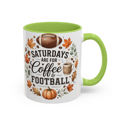 Saturdays Are for Coffee & Football Accent Mug | Fall Coffee Mug | Game Day Ceramic Mug | Football Lover Gift | 11oz & 15oz