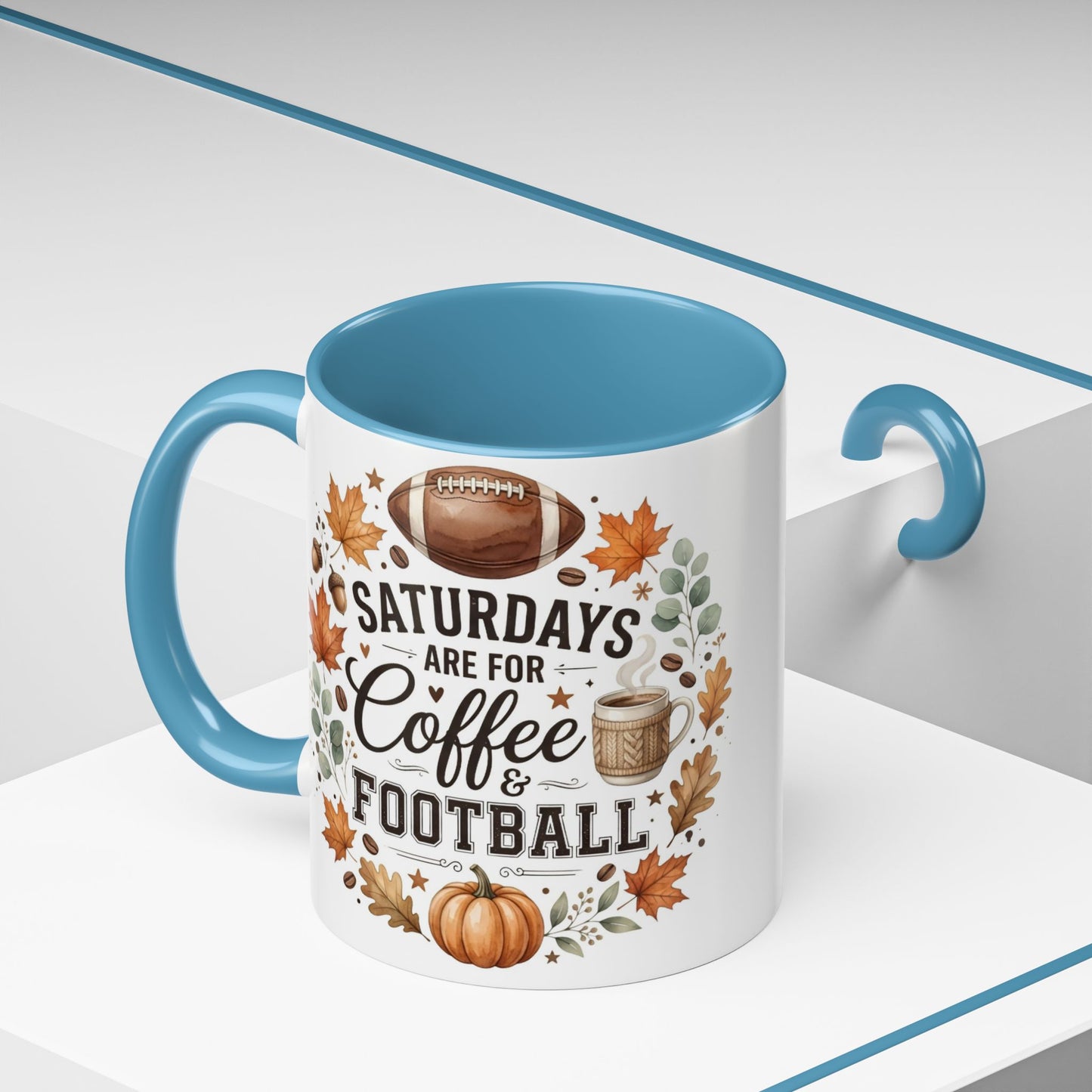 Saturdays Are for Coffee & Football Accent Mug | Fall Coffee Mug | Game Day Ceramic Mug | Football Lover Gift | 11oz & 15oz