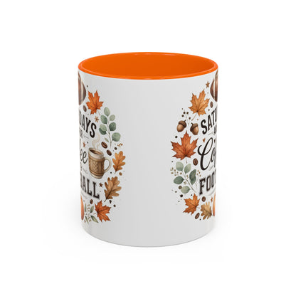 Saturdays Are for Coffee & Football Accent Mug | Fall Coffee Mug | Game Day Ceramic Mug | Football Lover Gift | 11oz & 15oz