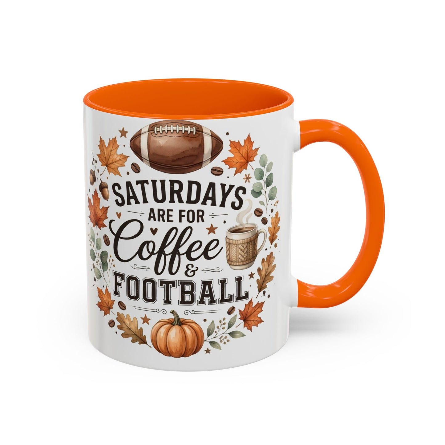 Saturdays Are for Coffee & Football Accent Mug | Fall Coffee Mug | Game Day Ceramic Mug | Football Lover Gift | 11oz & 15oz