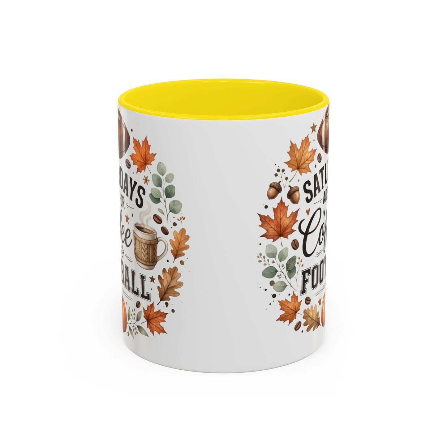 Saturdays Are for Coffee & Football Accent Mug | Fall Coffee Mug | Game Day Ceramic Mug | Football Lover Gift | 11oz & 15oz