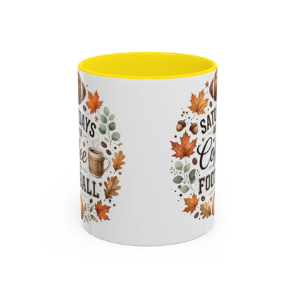 Saturdays Are for Coffee & Football Accent Mug | Fall Coffee Mug | Game Day Ceramic Mug | Football Lover Gift | 11oz & 15oz