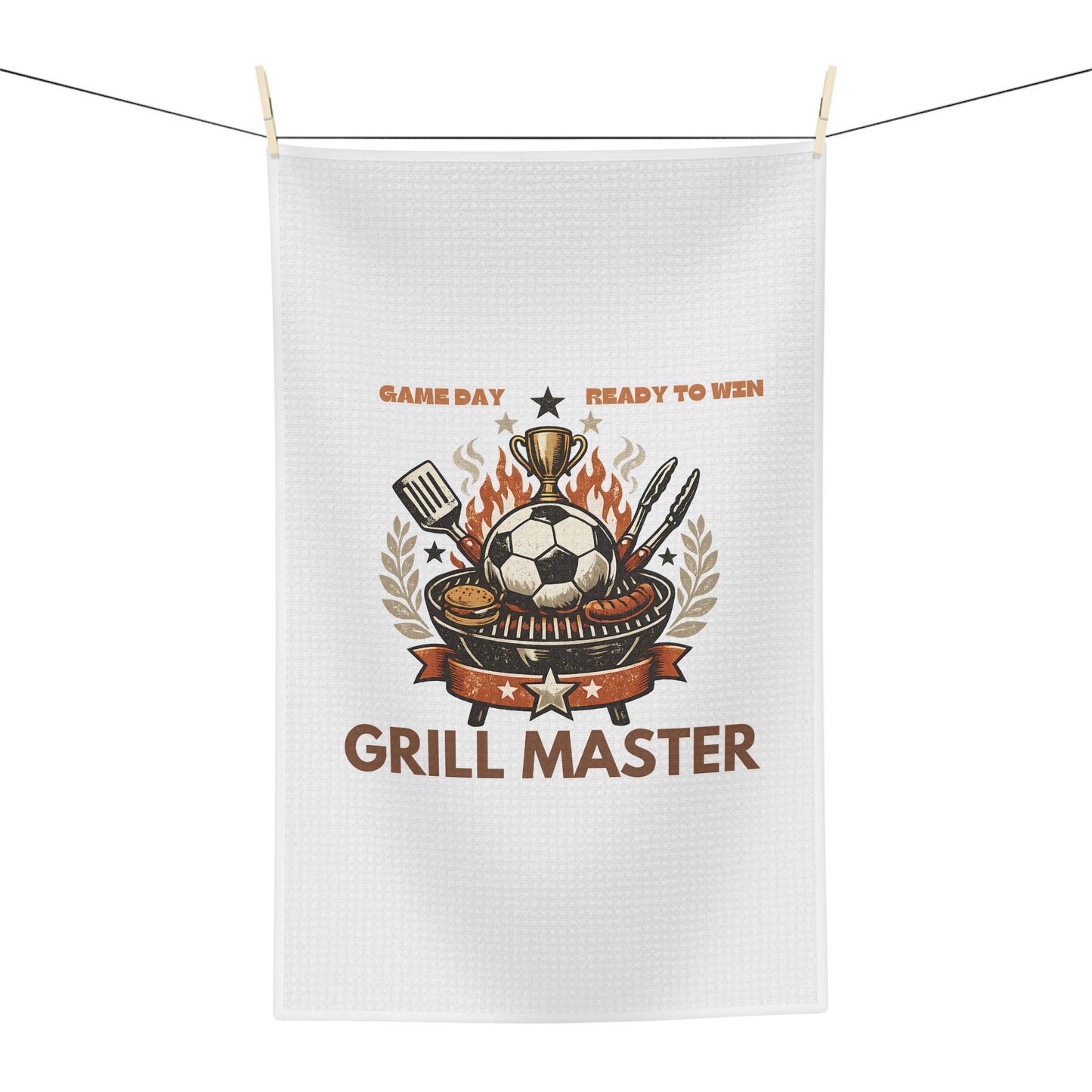 Grill Master Soccer Microfiber Tea Towel | Funny Game Day Kitchen Towel for BBQ Fans | Fast-Drying Dish Towel Gift