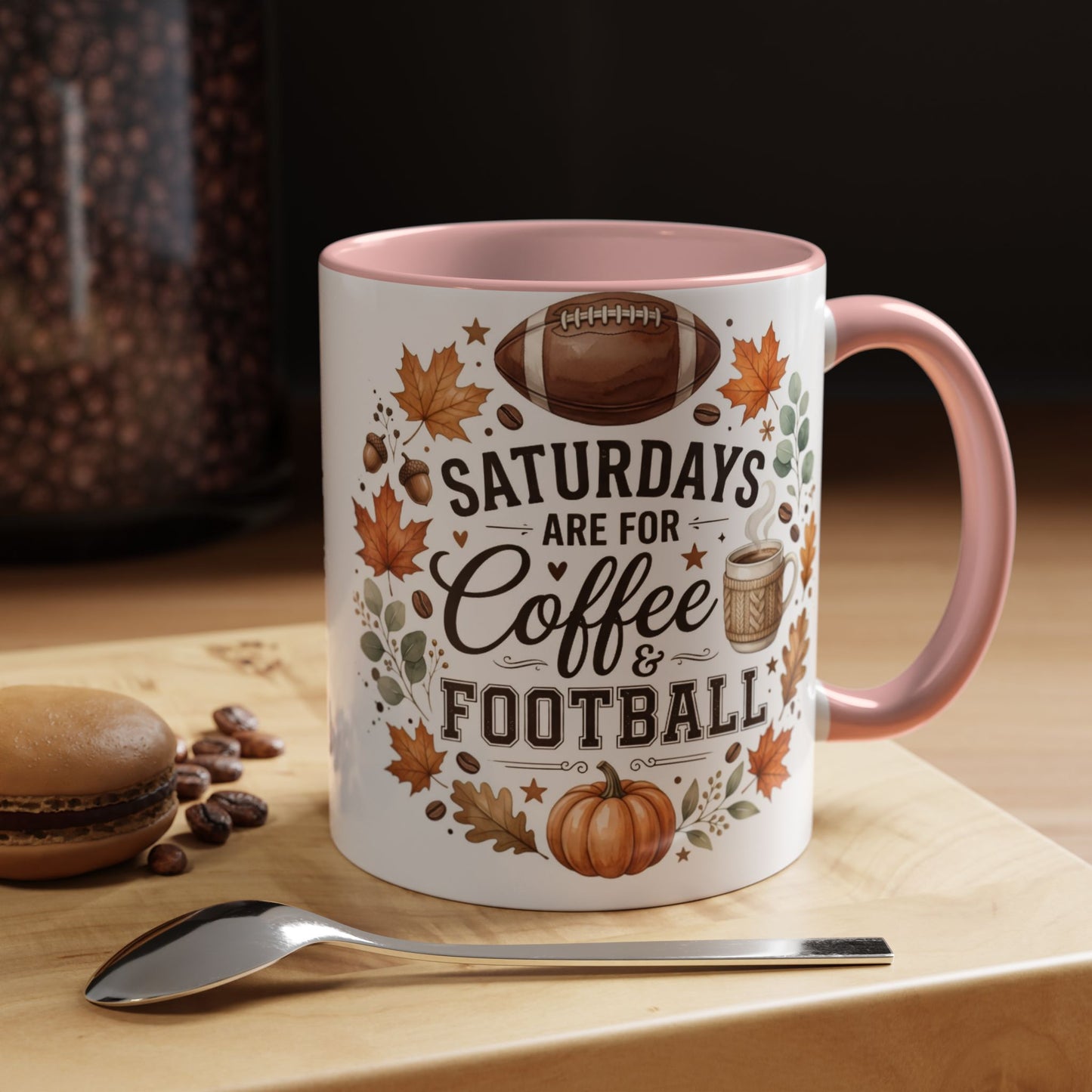 Saturdays Are for Coffee & Football Accent Mug | Fall Coffee Mug | Game Day Ceramic Mug | Football Lover Gift | 11oz & 15oz