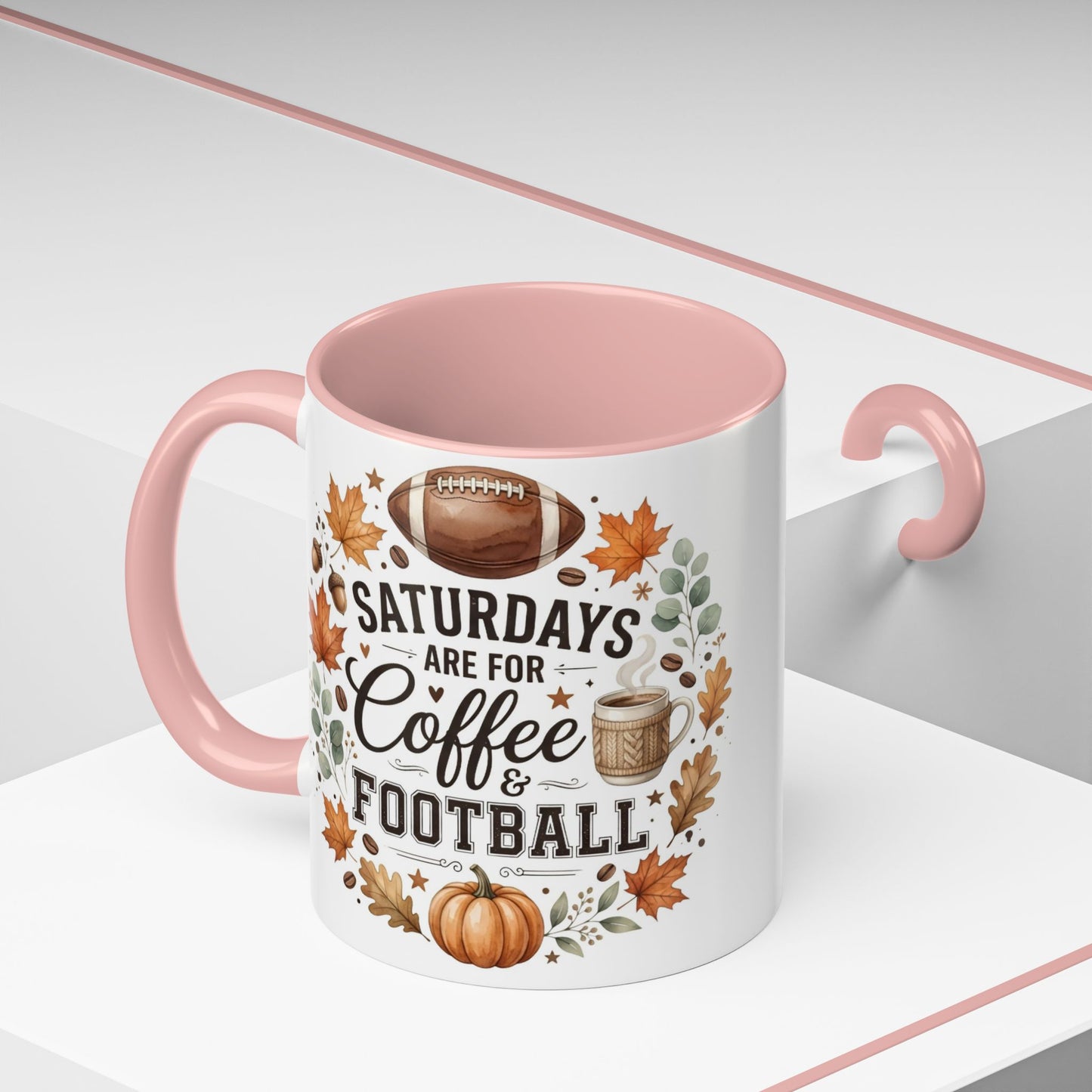 Saturdays Are for Coffee & Football Accent Mug | Fall Coffee Mug | Game Day Ceramic Mug | Football Lover Gift | 11oz & 15oz