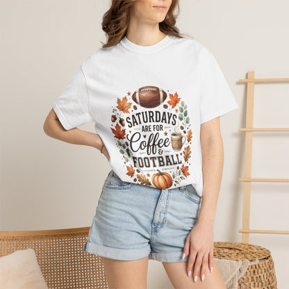 Saturday Football & Coffee T-Shirt — Fall Pumpkin Game Day Tee