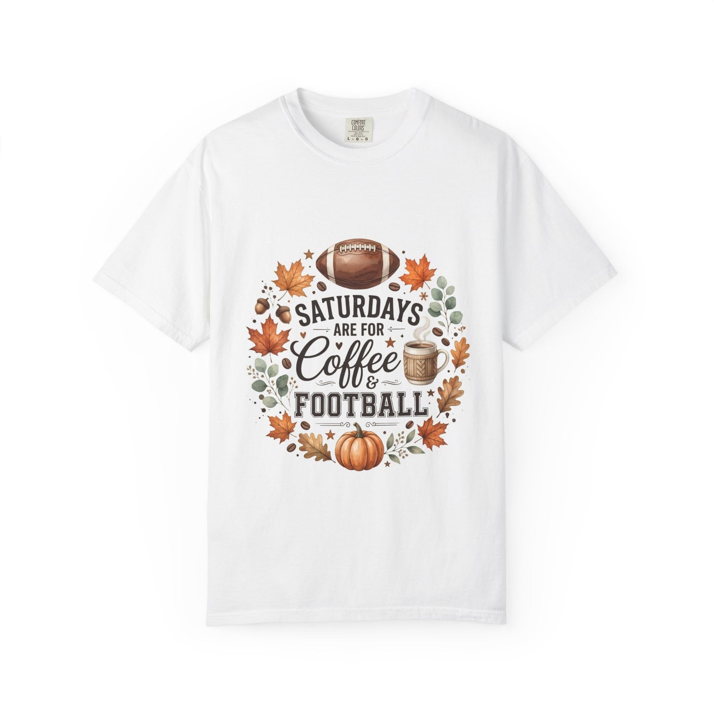 Saturday Football & Coffee T-Shirt — Fall Pumpkin Game Day Tee
