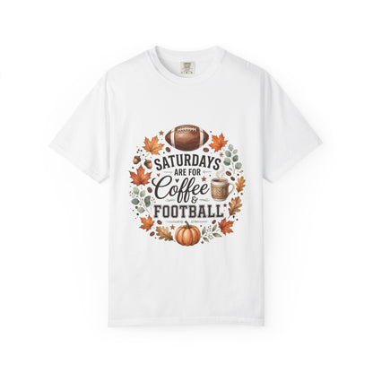 Saturday Football & Coffee T-Shirt — Fall Pumpkin Game Day Tee