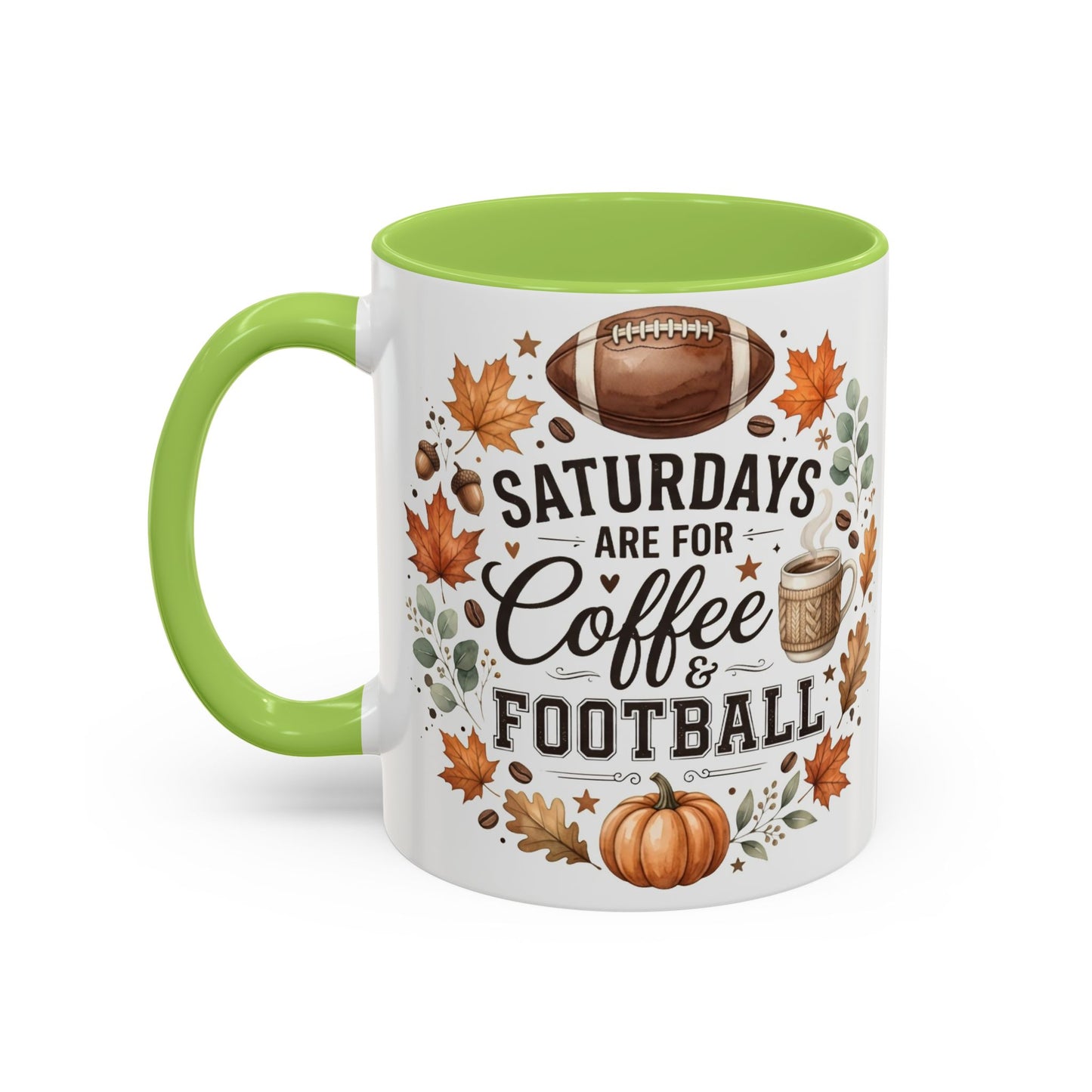 Saturdays Are for Coffee & Football Accent Mug | Fall Coffee Mug | Game Day Ceramic Mug | Football Lover Gift | 11oz & 15oz