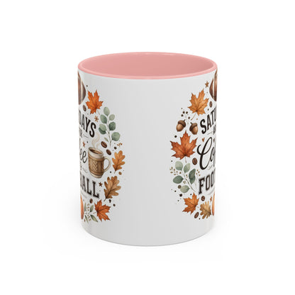 Saturdays Are for Coffee & Football Accent Mug | Fall Coffee Mug | Game Day Ceramic Mug | Football Lover Gift | 11oz & 15oz