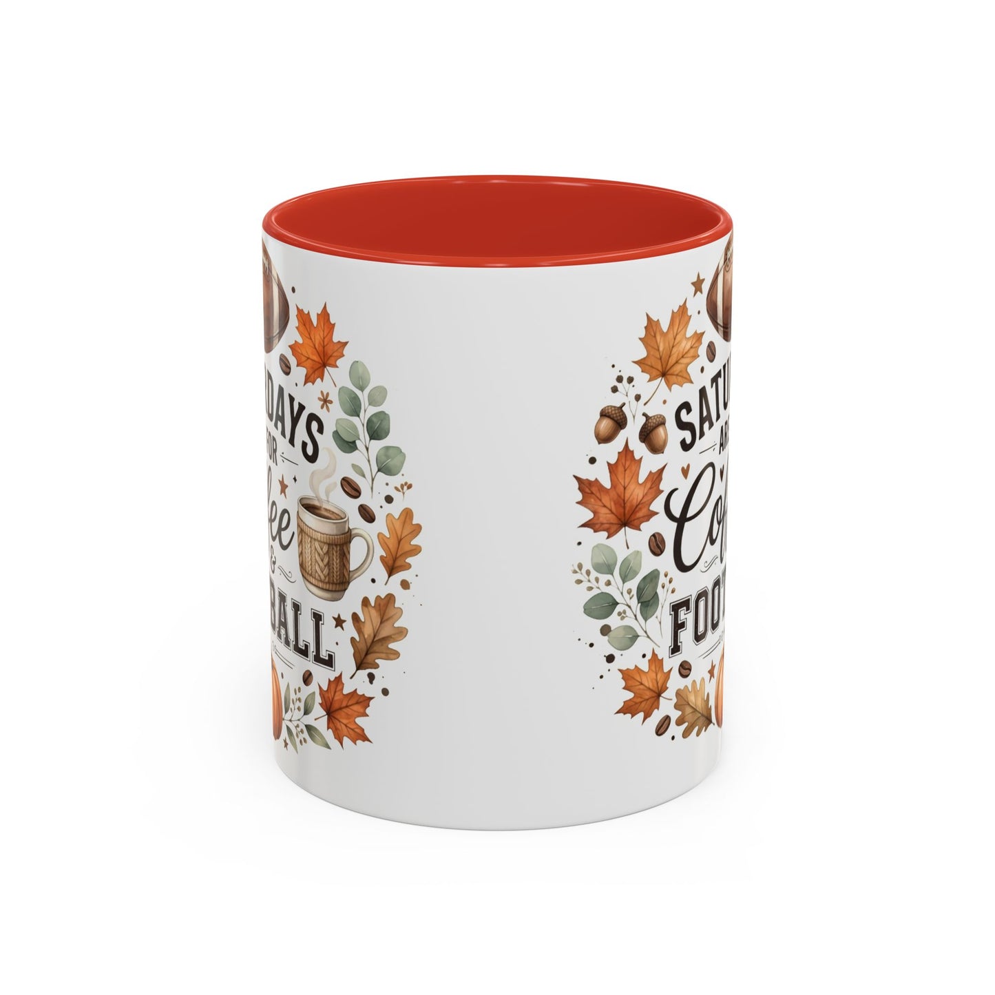 Saturdays Are for Coffee & Football Accent Mug | Fall Coffee Mug | Game Day Ceramic Mug | Football Lover Gift | 11oz & 15oz