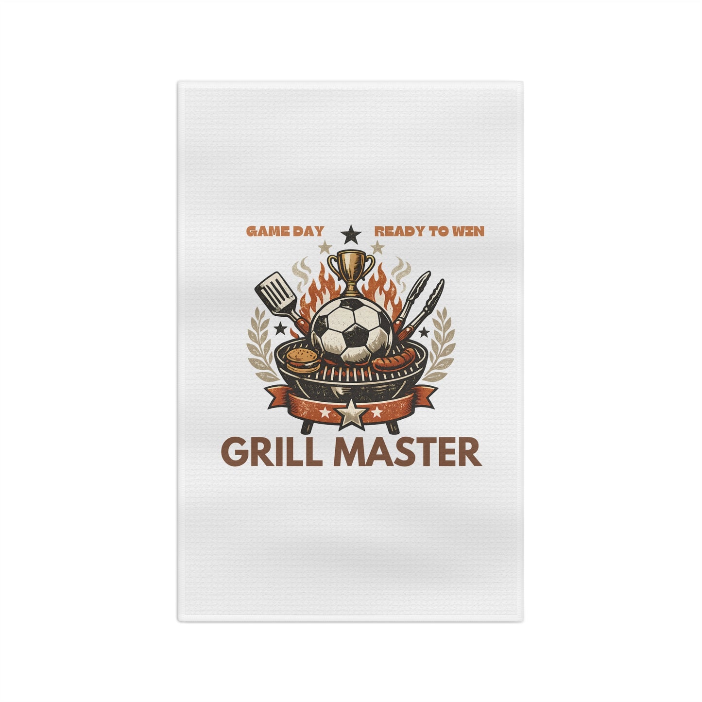 Grill Master Soccer Microfiber Tea Towel | Funny Game Day Kitchen Towel for BBQ Fans | Fast-Drying Dish Towel Gift