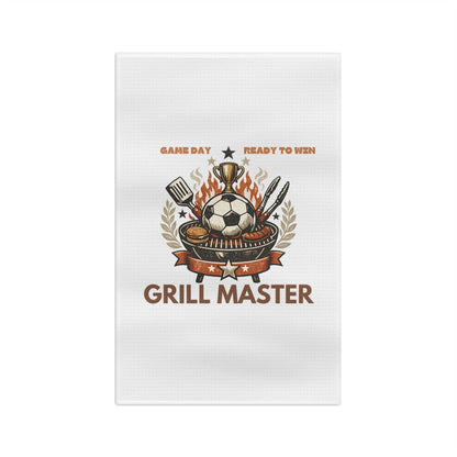 Grill Master Soccer Microfiber Tea Towel | Funny Game Day Kitchen Towel for BBQ Fans | Fast-Drying Dish Towel Gift