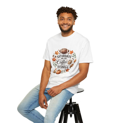 Saturday Football & Coffee T-Shirt — Fall Pumpkin Game Day Tee