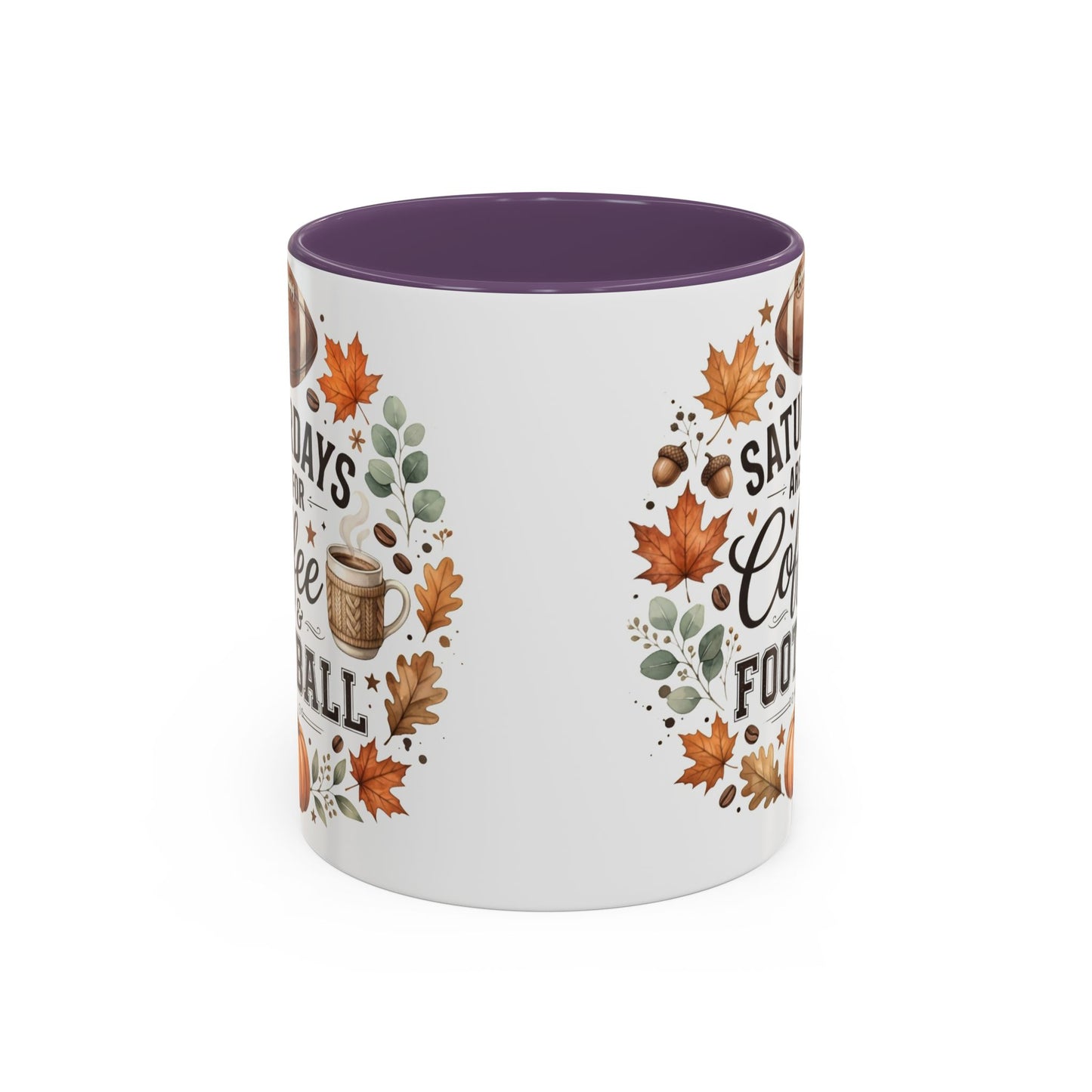 Saturdays Are for Coffee & Football Accent Mug | Fall Coffee Mug | Game Day Ceramic Mug | Football Lover Gift | 11oz & 15oz