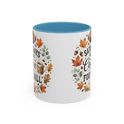 Saturdays Are for Coffee & Football Accent Mug | Fall Coffee Mug | Game Day Ceramic Mug | Football Lover Gift | 11oz & 15oz