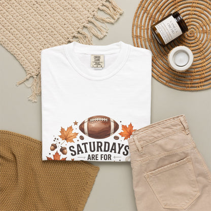 Saturday Football & Coffee T-Shirt — Fall Pumpkin Game Day Tee