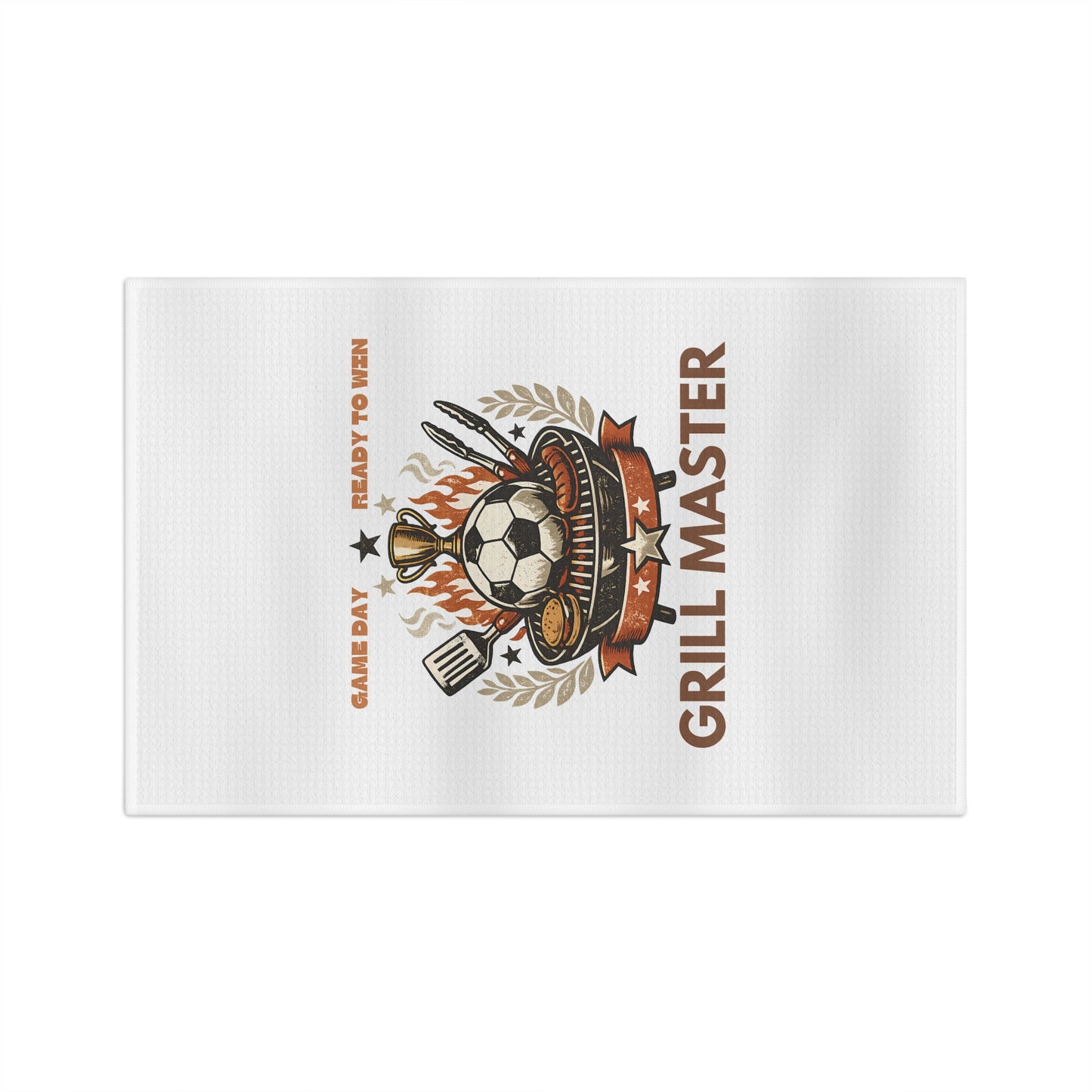 Grill Master Soccer Microfiber Tea Towel | Funny Game Day Kitchen Towel for BBQ Fans | Fast-Drying Dish Towel Gift