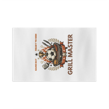 Grill Master Soccer Microfiber Tea Towel | Funny Game Day Kitchen Towel for BBQ Fans | Fast-Drying Dish Towel Gift
